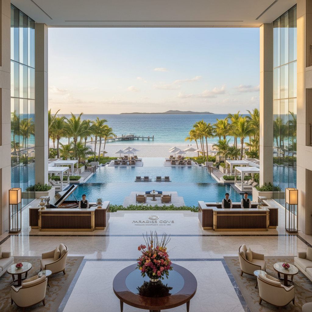 Luxury hotel resort with beach view and premium hospitality services
