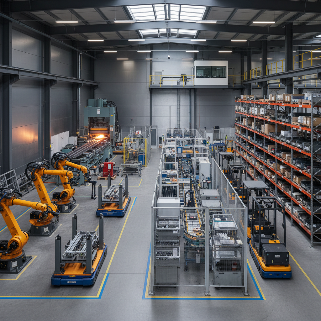 Manufacturing facility with automated production line and inventory systems