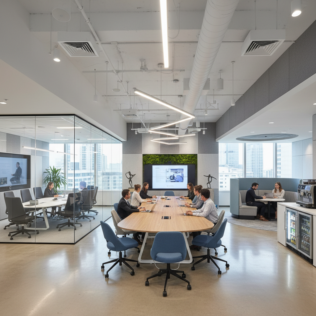 Professional office environment with collaborative workspace
